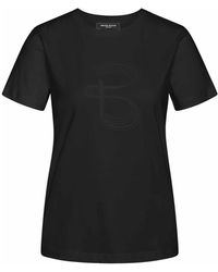 Bruuns Bazaar - Tops ,Zwart ,Katoen Zwarte T-Shirt Met Slim Motief - Lyst