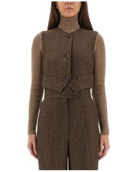 Max Mara - Jassen ,Bruin ,Wol Wollen Bodywarmer - Lyst