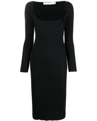 IRO - Kleedjes ,Zwart ,Nylon Zwarte Zijden Midi Jurk - Lyst