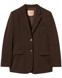 Twinset - Jassen ,Bruin ,Wol Enkelrijige Blazer - Lyst