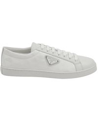 Prada - Schoenen ,Wit ,Nylon Leren En Re-Nylon Sneakers - Lyst