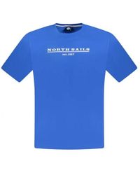 North Sails - Tops ,Blauw ,Katoen Short Sleeve Logo T-Shirt - Lyst