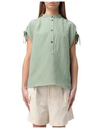Woolrich - Tops ,Groen ,Linnen Mouwloze Geruite Blouse - Lyst
