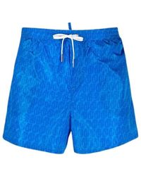 DSquared² - Badmode ,Blauw ,Nylon Monogramme Zwemshorts - Lyst
