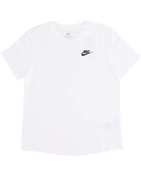 Nike - Fitness ,Wit ,Katoen Sportswear Club T-Shirt Met Korte Mouwen - Lyst