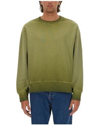 MSGM - Hoodies & Sweatvesten ,Groen ,Relaxed Fit Sweater Met Ronde Hals - Lyst