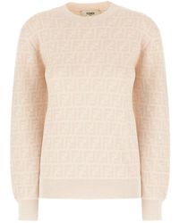 Fendi - Truien & Vesten ,Roze ,Wol Wollen Trui Met Zijde - Lyst