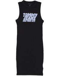 Tommy Hilfiger - Kleedjes ,Zwart ,Katoen Zwarte Bubble Tank Jurk - Lyst