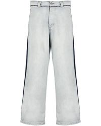 Maison Margiela - Jeans in cotone blu chiaro con dettagli a contrasto - Lyst