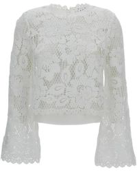 Self-Portrait - Overhemden ,Wit ,Polyester Crochet Lace Top - Lyst