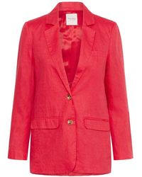 Part Two - Jassen ,Rood ,Linnen Bitterzoete Linnen Blazer Met V-Hals - Lyst