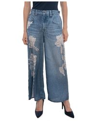 Liu Jo - Jeans ,Blauw ,Denim Wijde Broeken - Lyst