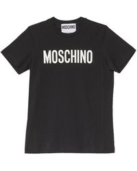Moschino - Tops ,Zwart ,Katoen Klassiek Zwart Katoenen T-Shirt Met Korte Mouwen - Lyst