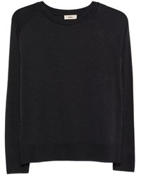 Herno - Truien & Vesten ,Zwart ,Katoen Lyocell Cotton Raglan-Sleeve T-Shirt Met Knoopsluiting - Lyst