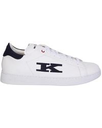 Kiton - Weiße/blaue sneakers mit besticktem logo - Lyst
