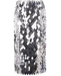 Rabanne - Rokken ,Grijs ,Polyester Midi Rok Met Ovale Schijven - Lyst