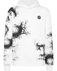 Philipp Plein - Fitness ,Wit ,Katoen Hoodie Sweatshirt Splash - Lyst