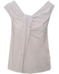 ALESSIA SANTI - V‑Neck Top Met Gedrapeerde Knoop - Lyst