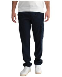 White Sand - Pantaloni cargo blu con cintura regolabile - Lyst