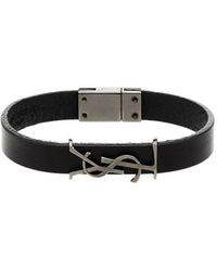 Saint Laurent Opyum Bracelet In Leather - Schwarz
