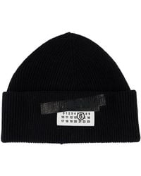 MM6 by Maison Martin Margiela - Schwarze Woll Beanie Mütze - Lyst