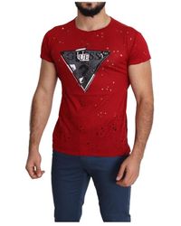 Guess - Tops ,Rood ,Katoen Rode Katoenen Casual Top Met Logo Print - Lyst