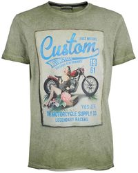 Yes-Zee - Grünes t-shirt mit rundhalsausschnitt und frontdruck - Lyst