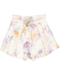 Zimmermann - Korte Broeken ,Veelkleurig ,Katoen Luna Tuck Short - Lyst