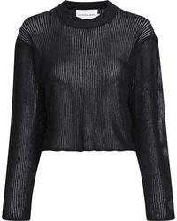 Calvin Klein - Truien & Vesten ,Zwart ,Polyester Zwarte Metallic Trui Kwaliteit Gegarandeerd - Lyst