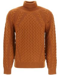 Ermenegildo Zegna Techmerinotm Knit Turtleneck in Orange for Men Mens Clothing Sweaters and knitwear Turtlenecks 