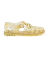moschino jelly sandals with lettering logo