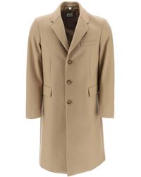 Burberry Wool And Cashmere Coat With Patch - Natural