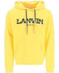 gym and workout clothes Hoodies White for Men Lanvin Cotton Knitted Carpeted Hoodie in Red Mens Clothing Activewear 