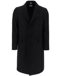 Burberry Wool And Cashmere Coat With Patch - Black