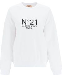 N°21 N.21 Logo Print Oversized Sweatshirt - White