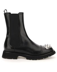 Alexander McQueen Chelsea Boots With Studded Toe-cap - Black