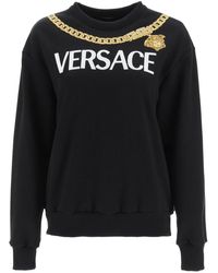 gym and workout clothes Versace Jeans Couture Activewear gym and workout clothes Versace Jeans Couture Cotton Metallic Logo Print Hoodie in Black Womens Activewear Save 51% 