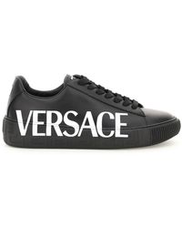 Versace Leather Greca Sneakers - Black