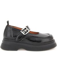 Ganni Patent Leather Creepers Mary Jane - Black