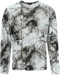 Comme des Garçons Barbed Wire Print T Shirt Gray Cotton