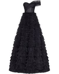 Millà - Timeless One-Shoulder Frill-Layered Ball Gown - Lyst