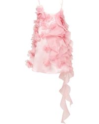 Millà - Romantic Ruffled Mini Dress With Rose Appliqu - Lyst