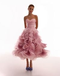 Milla - Dramatic Flowered Organza Midi Dress - Lyst