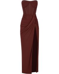 Millà - Chocolate Off-The-Shoulder Maxi Dress With A Thigh - Lyst