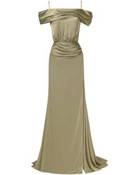Millà - Elegant Off-The-Shoulder Silk Maxi Dress - Lyst