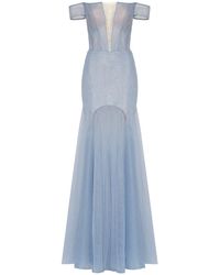 Millà - Long Off-The-Shoulder Prom Dress With Inner Skirt - Lyst