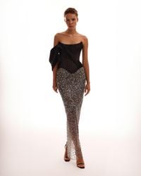Milla - Sequinned Silver Fitted Maxi Skirt - Lyst