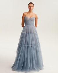 Millà - Cloudy Tulle Maxi Dress With Ruffled Skirt, G - Lyst