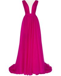 Millà - Bow-Back Maxi Evening Tulle Dress - Lyst