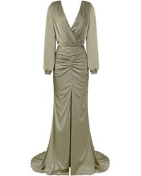 Millà - Fancy Silk Maxi Evening Dress - Lyst